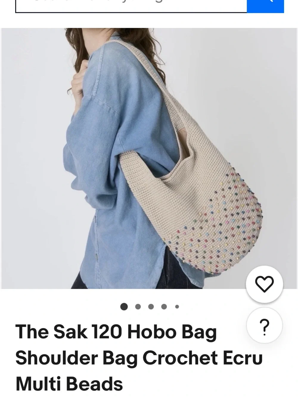 NEW The Sak Ecru Crochet Hobo with Multicolored Beads